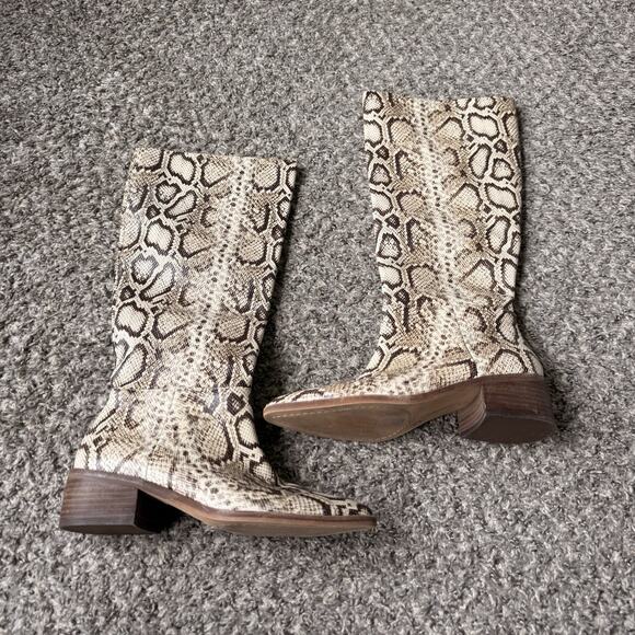 Vince Camuto Shoes - Vince Camuto Beaanna Western Cowgirl Snake Leather Block Heel Riding Boots 7.5 M